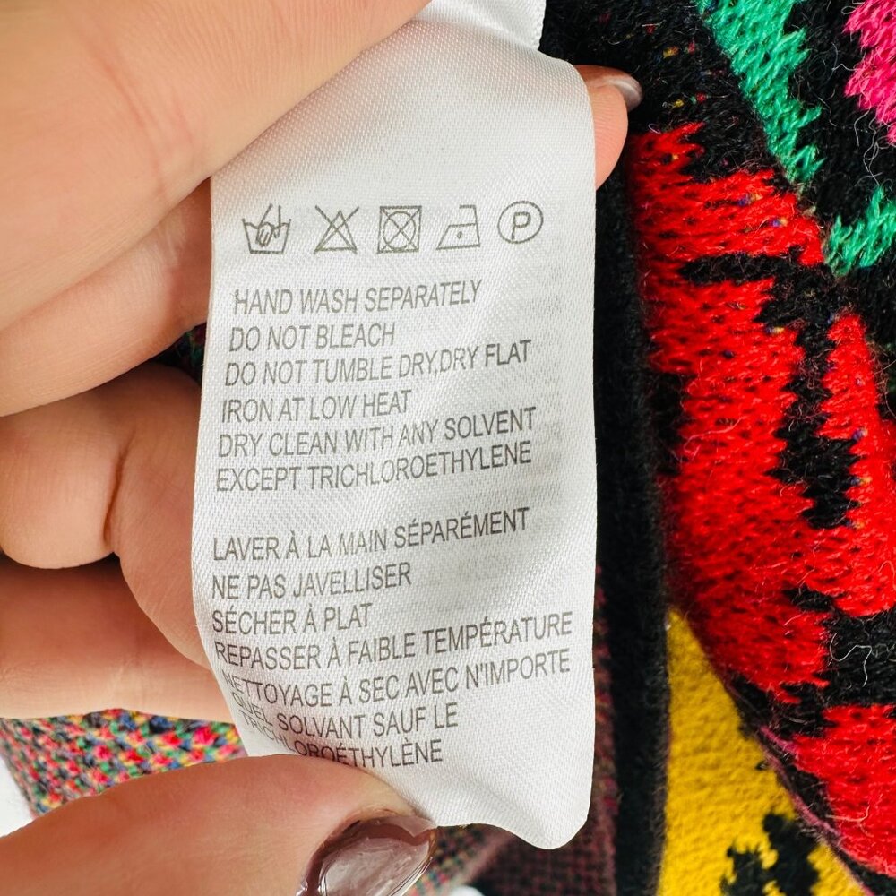 Farm Rio Tropical Garden Vibrant Multi Puff Sleeve Turtleneck Sweater Dress S - Picture 10 of 10